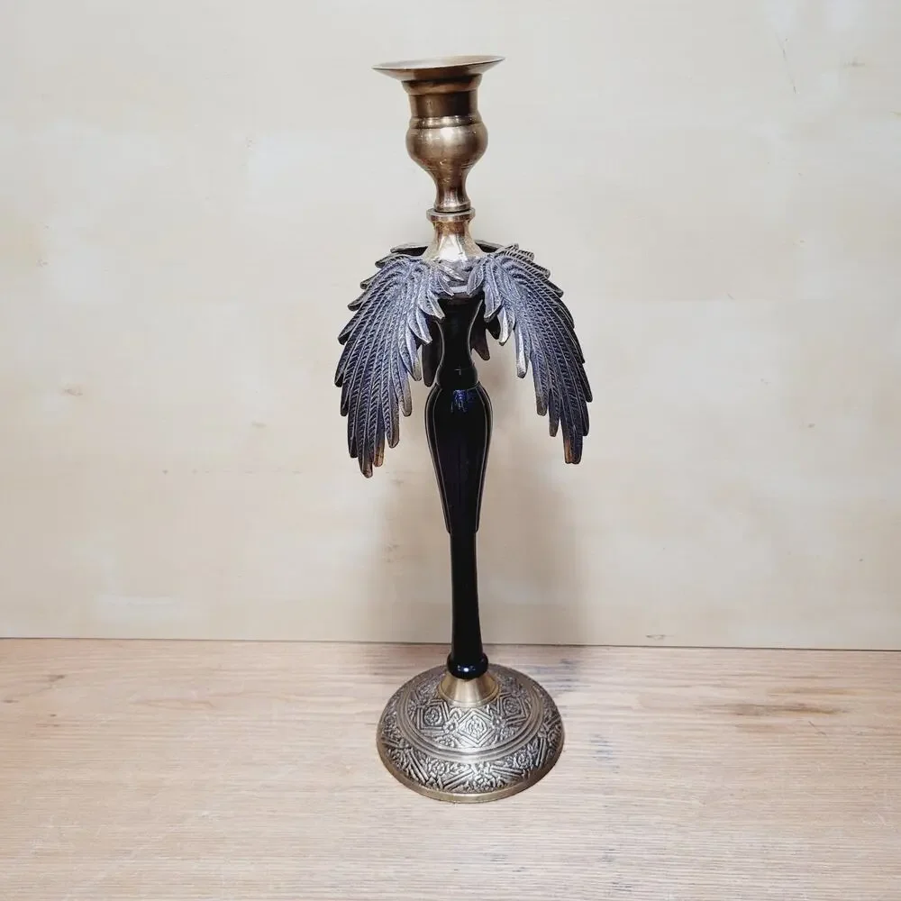 Vintage Palm Tree Brass Candle Stick Holder 13